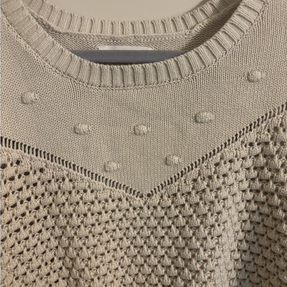 Lucky‎ Brand Cream Mixed Stitch Bauble Cropped Sweater XXL - Picture 5 of 7